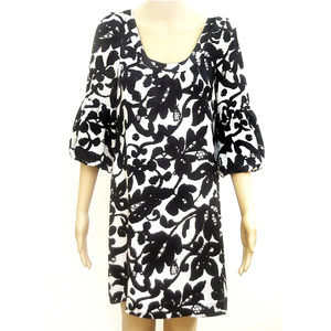 Central Park West Black and White Silk Dress